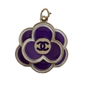 CHANEL Purple Camellia Enamel Flower Charm Zip Pull
